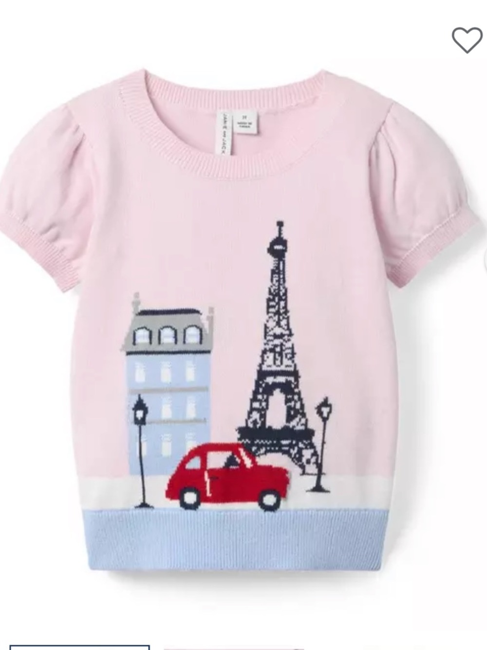 Janie and Jack Pink Paris Eiffel Tower Knit Sweater with Red Car
